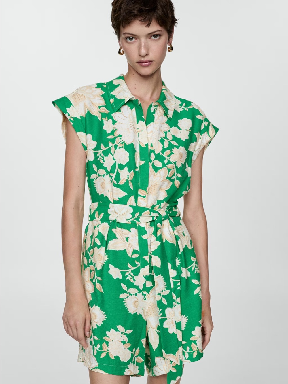 Mango Green Floral SHORT JUMPSUIT - Picture 3 of 6